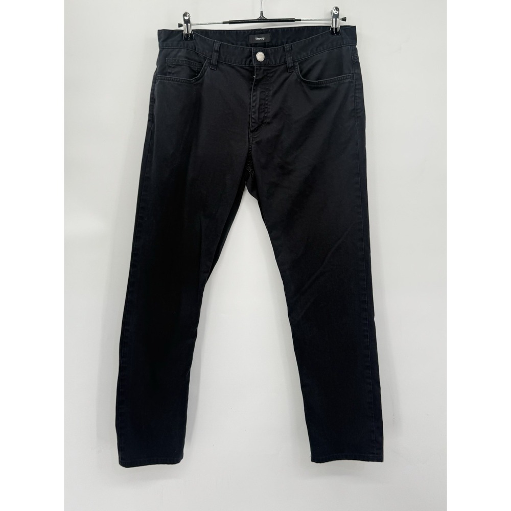 Theory 33 Haydin Je NZ Pants‎ Mens Black Flannel Cotton Straight Leg 5-Pocket